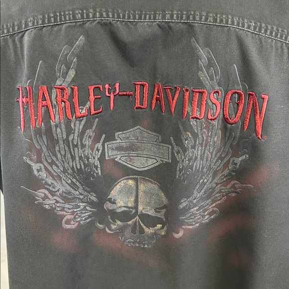 Harley-Davidson short sleeve button down shirt.  XXL - Picture 7 of 10